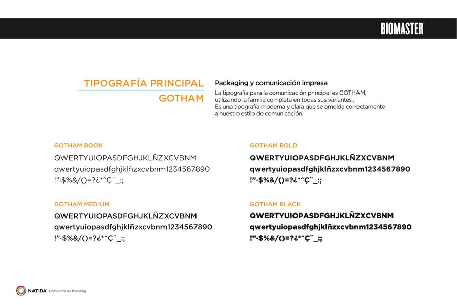 Brand book Biomaster — tipografía